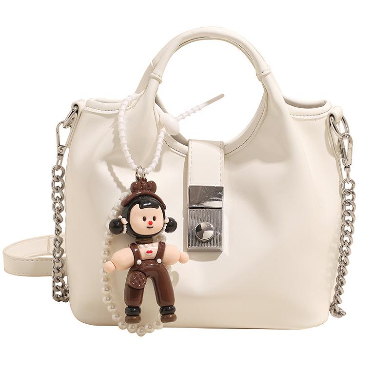 Trend Hot Sale Retro Oil Wax Leather Simple Portable Shoulder Bag Fashionable Versatile High Sense Messenger Bucket Bag Woman