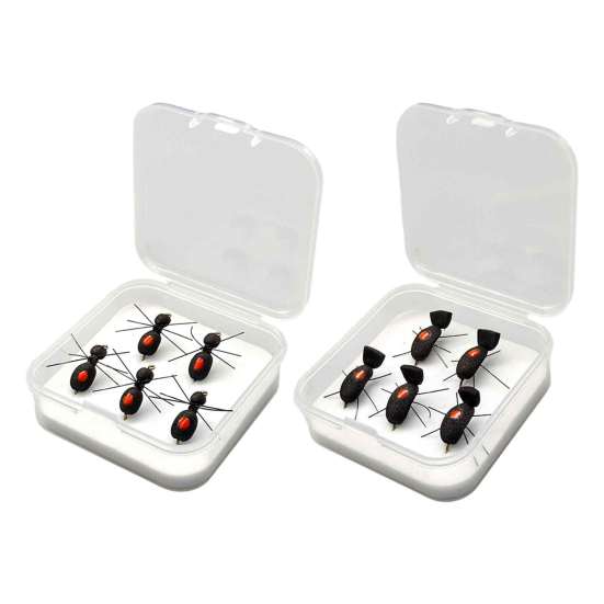 5Pcs Dry Fly Fishing Lure with Sharp Hook Floating Foam Ants Beetles Realistic Artificial Bait Saltwater Freshwater Fishing Accessories