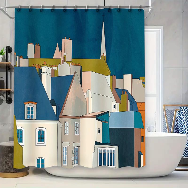 

Vintage Paris Skyline Shower Curtain French Cityscape Wall Art Decor Bathroom Set Waterproof Fabric W60H190(CM)-1 Pcs