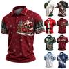 Men's Casual Short Sleeve Shirt with Christmas Print and Letter Graphic