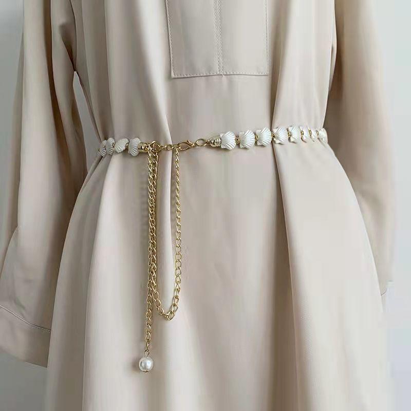 Style Korean Chic Black Pearl Waist Belt Chain For Dresses And Outfits Ideal For Fall 2023