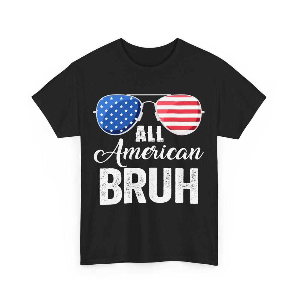 

4th of July Shirt, All American Bruh American Flag Sunglasses Vintage Shirt 2XL