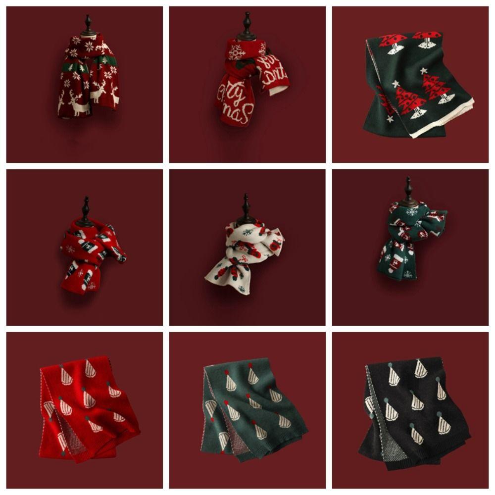 Warm Knitted Scarf Elk Christmas Shawl Cape Retro Scarves Women Girl