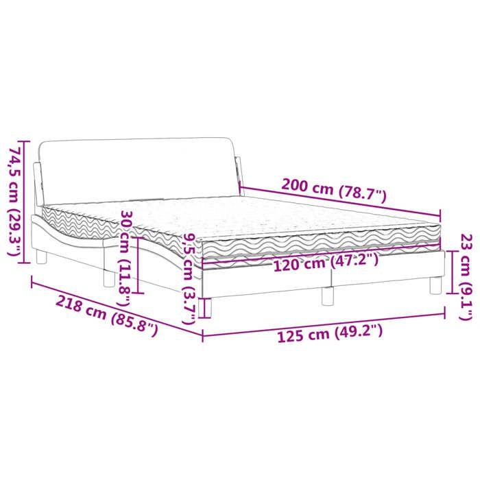 VidaXL Lit avec matelas noir et blanc 120x200 cm similicuir 3208382