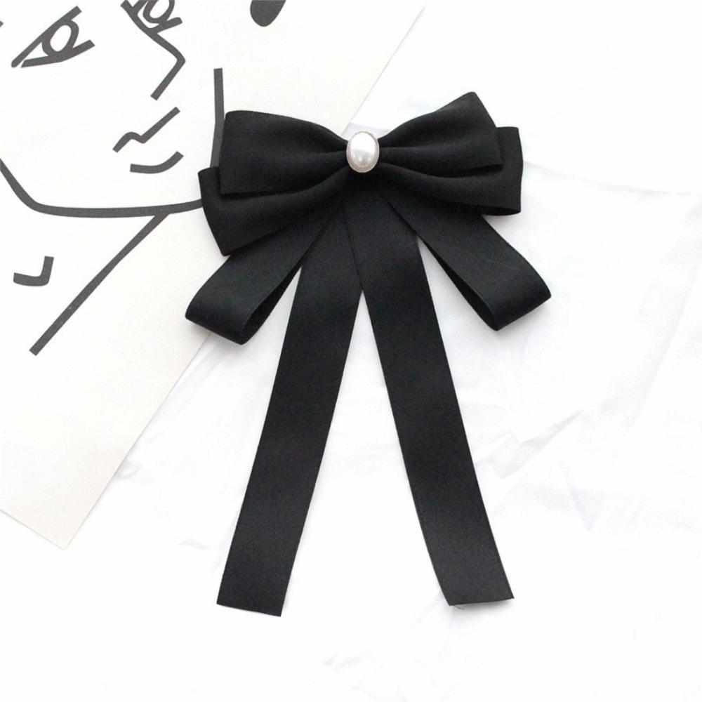 Sparkling Rhinestones Black Ribbon Pin Beads Multi-layer Funerals Memorial Pin Pin Pearl Ribbon Badge Brooch Men