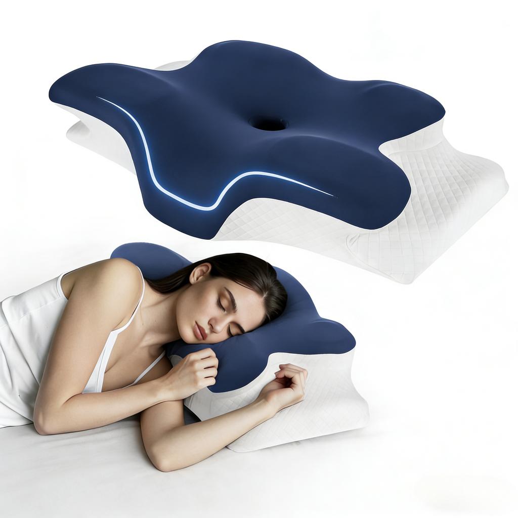 Memory-Schaumstoffkissen Schmetterlingsform Nackenkissen Hohe Dichte Memory-Schaumstoff Atmungsaktiver Bezug Ergonomisches Konturdesign