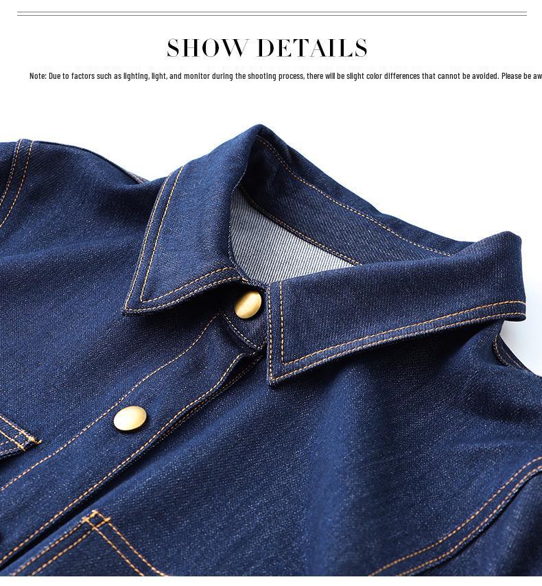2115501-Retro Slimming Denim Waist-Cinch Dress for Autumn/Winter 2022