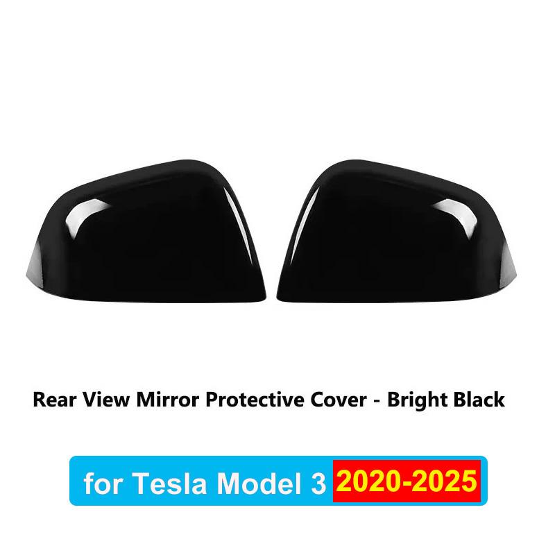 For Tesla Model 3 Highland 2025 Rear View Mirror Cover Carbon Fiber ABS Decorative Shell Exterior Accessories Side Door Rearview