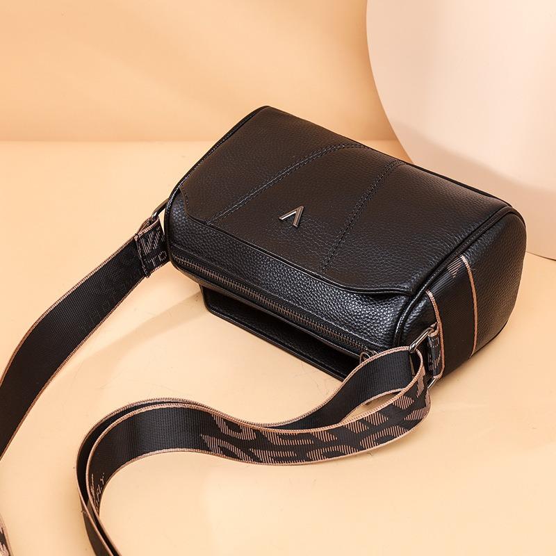 Retro bag new top layer cowhide small square bag trendy versatile shoulder bag simple texture crossbody bag
