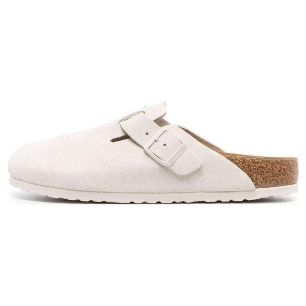 Birkenstock Boston Round Toe Minimalist Comfortable Half Slippers Breathable Shoes Unisex Slippers Vintage-White 1024740 36