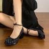 Autumn Lolita Wear Women'S Shoes Polka Dot Shoes Thick Heel Round Head Version Small Bow Accessories