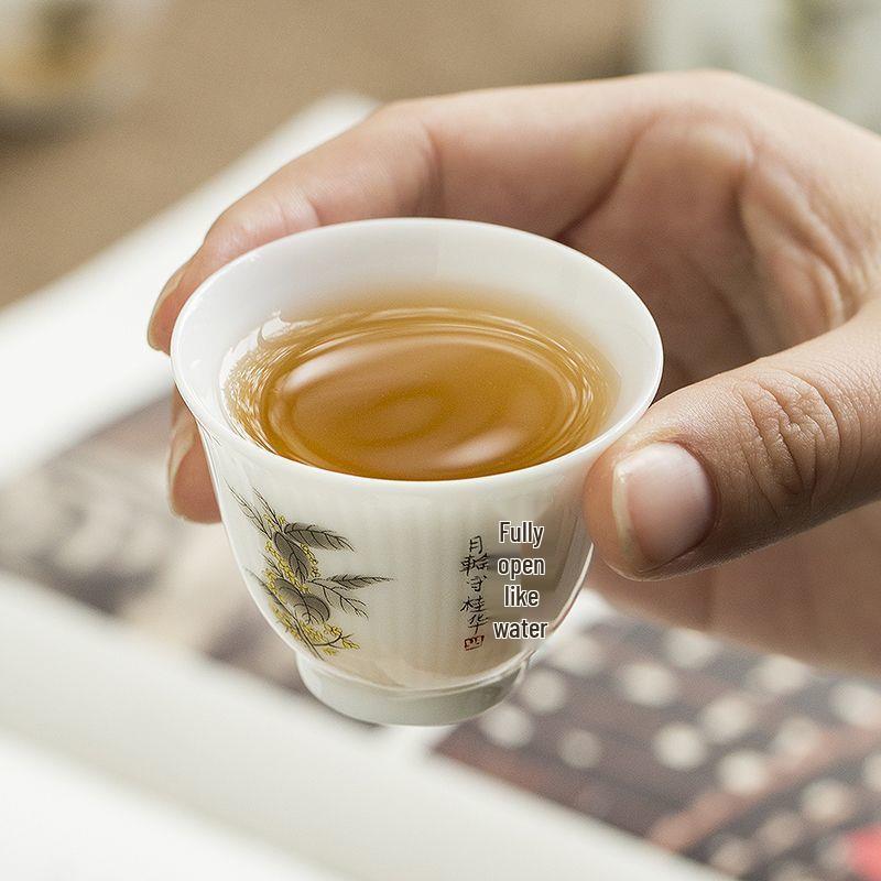 White Unglazed Porcelain Gongfu Tea Tasting Cup for Entertaining and Brewing, Customizable Jade Ceramic Cup for Home Use.