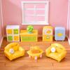 Yousheng Miniature Dollhouse Furniture Mini Resin Bed Sofa Cabinet Table Accessories Lemon Style Tiny Pretend Play Props for Fairy Garden Doll House