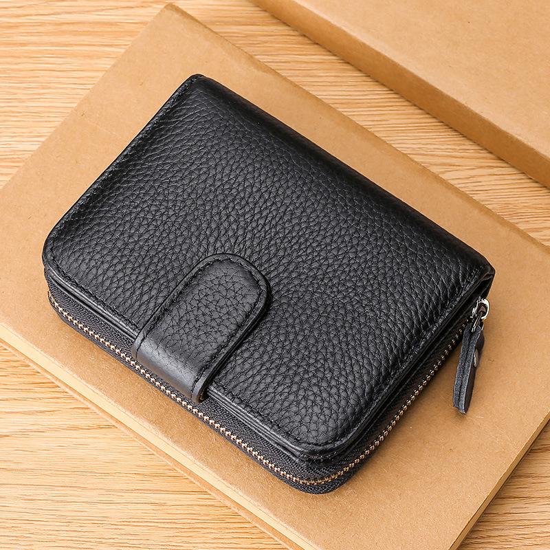 

Кошелек для водительского удостоверения из первого слоя коровьей кожи, мужской и женский многофункциональный кожаный кардхолдер большой вместимости, защита от кражи данных, кошелек для ID. чёрный