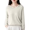 Women's Fashion Long-Sleeved -Colour V-Neck Hooded Knitted Sweater Warm Sweatshirt Knitwear