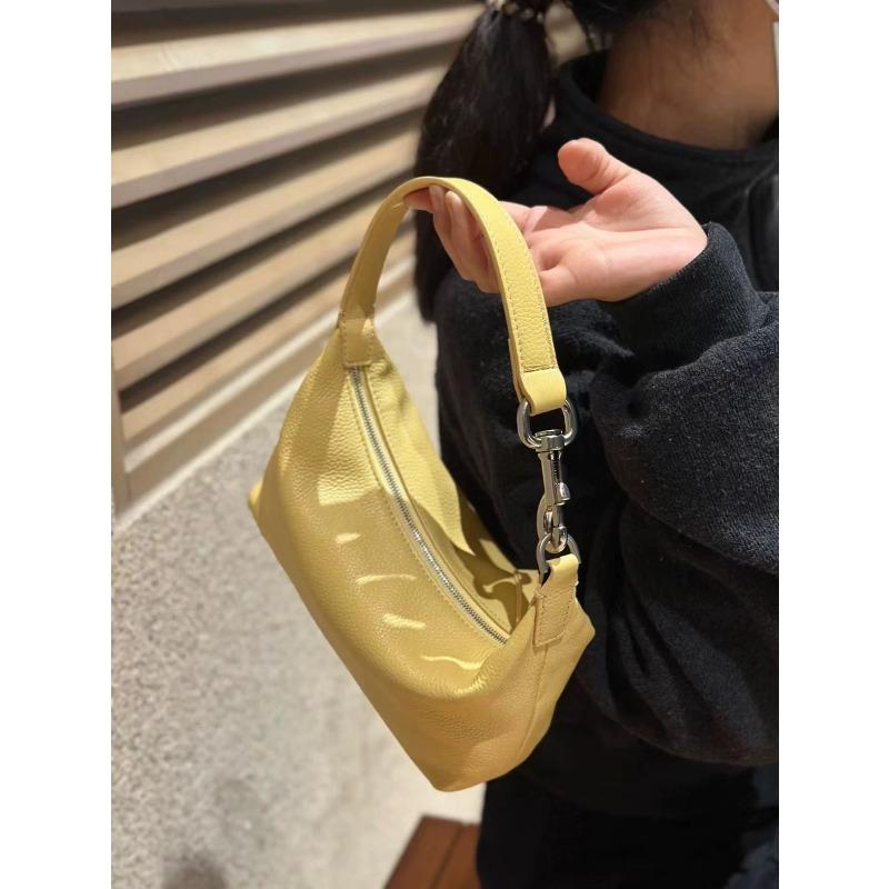 Japanese and Korean simple and high-texture first-layer cowhide hobo lunch box bento bag portable shoulder underarm crossbody women's bag casual