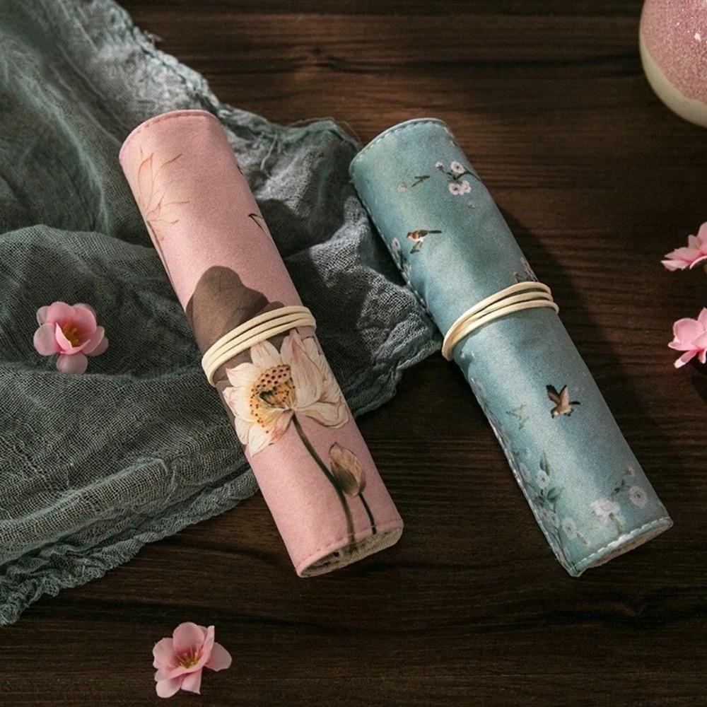 Traditional Palace Stationery Bag Large Capacity Roll Pouch Vintage Pencil Storage Bag Students