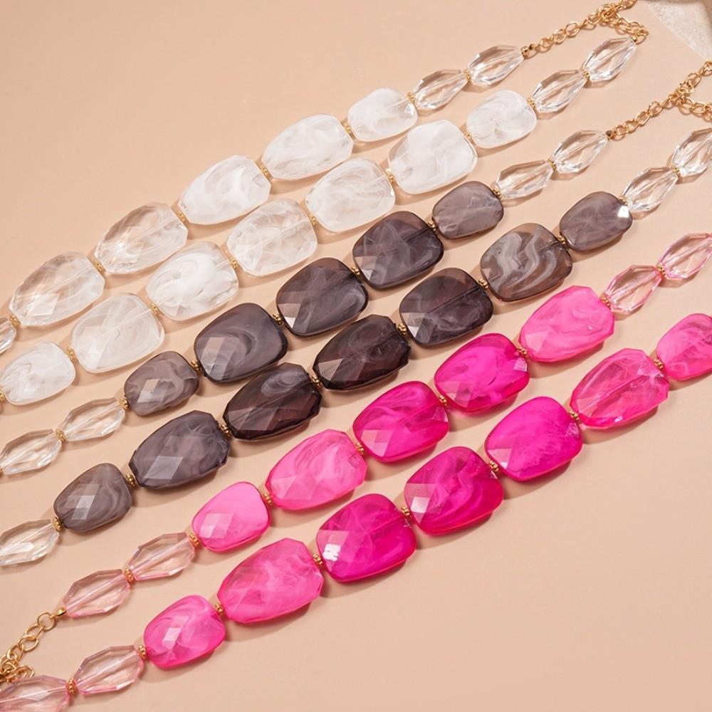 Multi-hue Oversized Resin Strand Translucent-jelly Geometric Facet Choker Swimwear Accessories