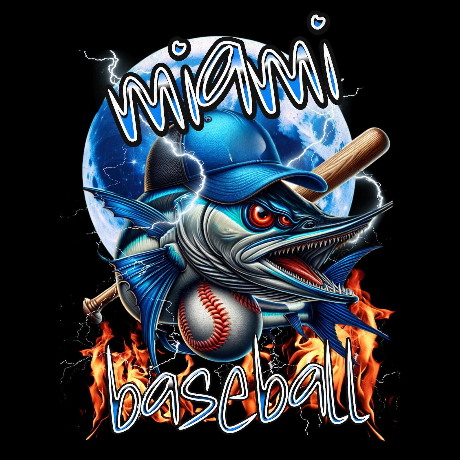 Miami Baseball PNG: Retro Marlins Fan Design (3500x4500px) M
