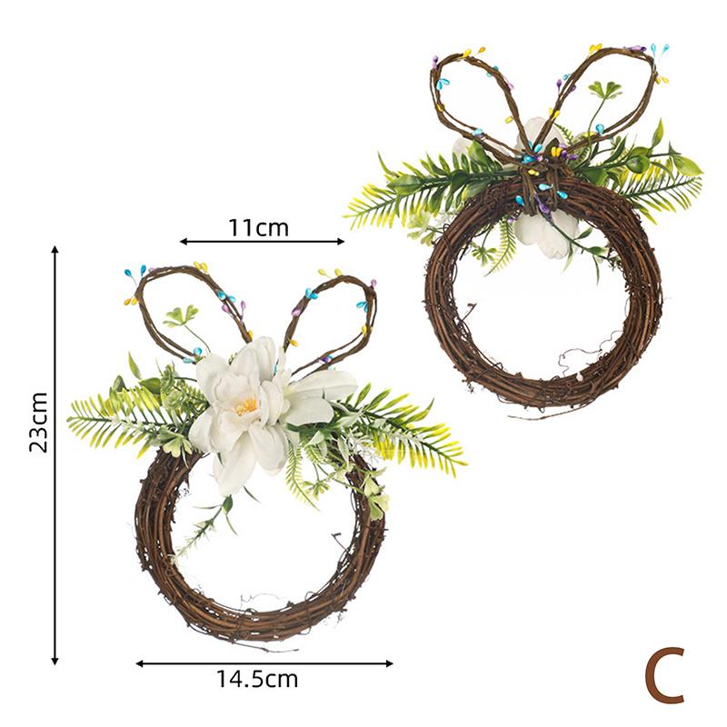 

2025 Пасхальный венок Подвесная гирлянда для двери Дом Кролик Яйца Украшение Подвески Реквизит Искусственный цветок Пасхальное украшение