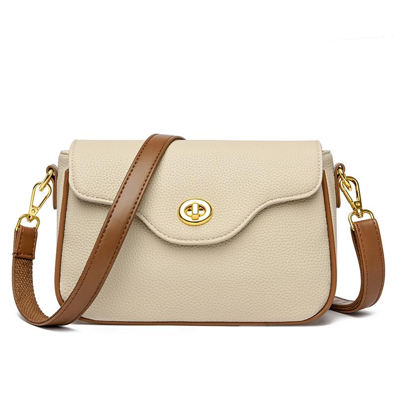 Modna Damska Prosta Torebka Crossbody ze Skóry PU Rekreacyjna Mała Kwadratowa Torebka Luksusowy Design Damska Torba Listonoszka Markowa Saszetka Podróżna