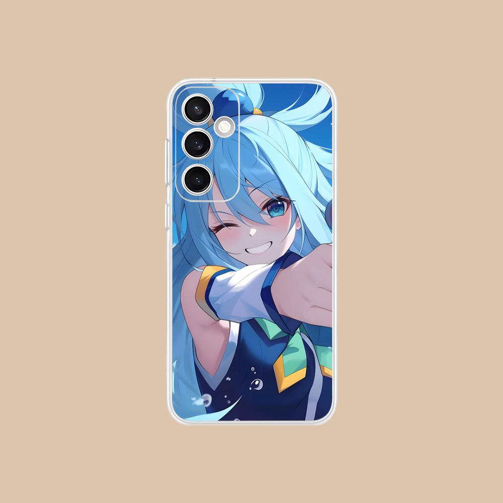 Konosuba Aqua Mobile Phone Case for Samsung Galaxy S25 S24 S23 S22 S21Plus FE Ultra Clear Colour Protective Smartphone Pretty