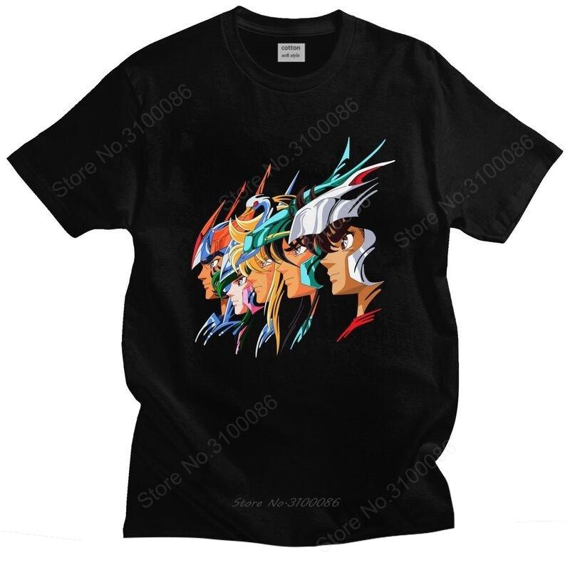 Handsome Saint Seiya Knights Of The Zodiac T Shirt Unisex Short Sleeved Cotton Tshirt Los Caballeros Del Zodiaco Tee Top