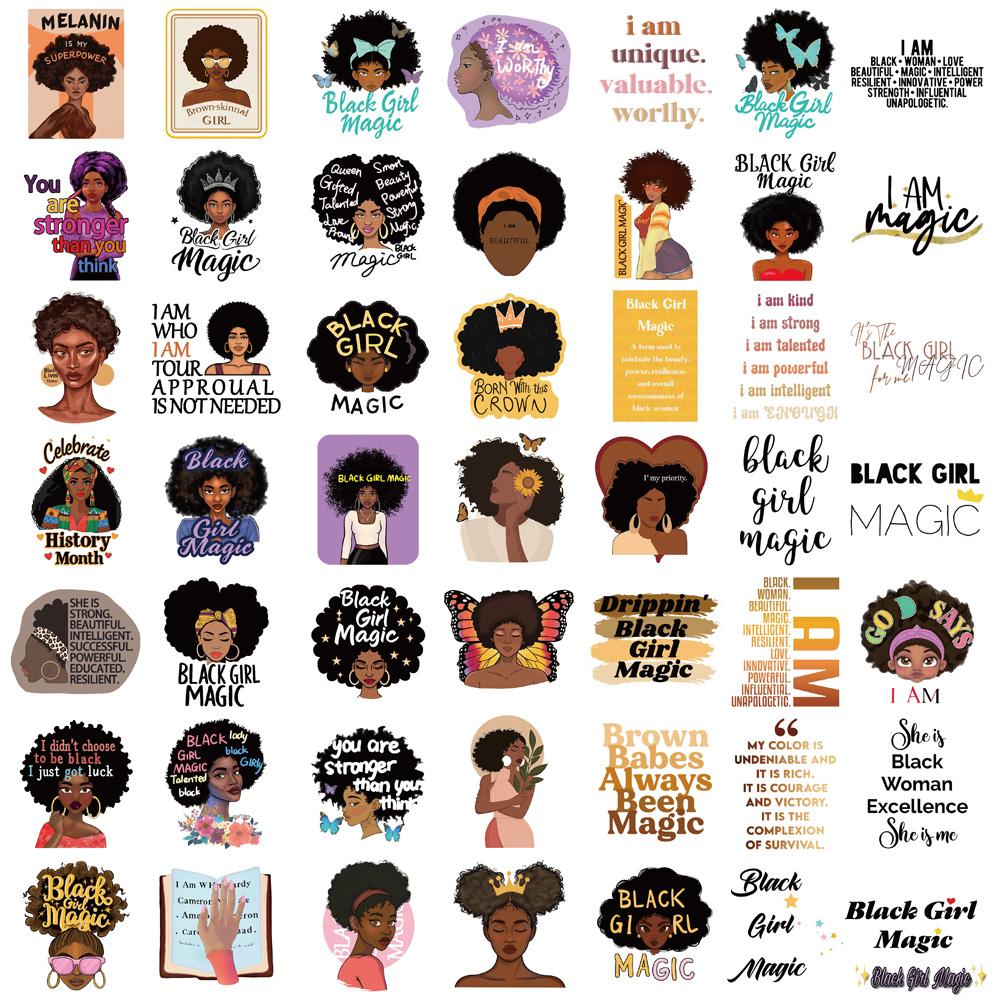 50PCS Black Magic Affirmation Sticker Modern Waterproof Classic DIY Scrapbook Coffee Luggage Skateboard Art Picture Sticker