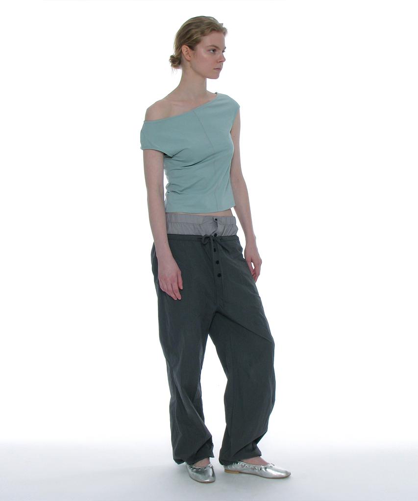 PARTIMENTO WOMEN Double Waist Parachute Pants_Charcoal