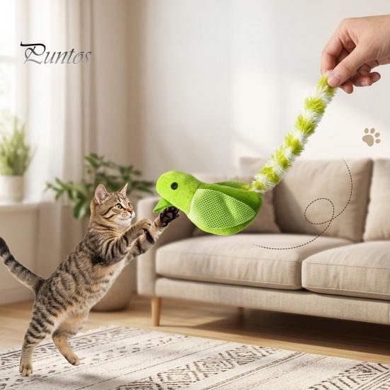 Cat Scratching And Biting Toy Simulated Bird with Built-in Bell Wing, Plush Indoor Exercise Toys for Adult Cats Long Tail Interactive Teaser, Boredom