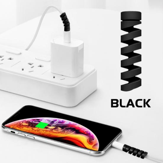 12Pcs Cable Protector Solid Color Flexible Silicone Spiral Design Wearproof Wire Protector for Charging Line