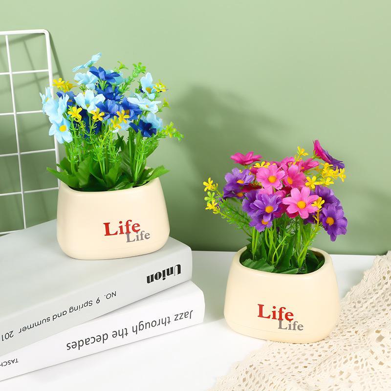 Artificial Potted Flowers No Wilting Needed Vibrant Multicolor Blooms Realistic Fake Plants for Home Office Desk Decor