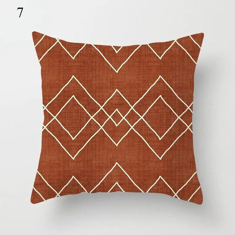Clip Red Brown Pillowcase Decorative Geometric Print Abstract Pattern Pillowcase Home Supplies Pillowcase Sofa Cushion Cover