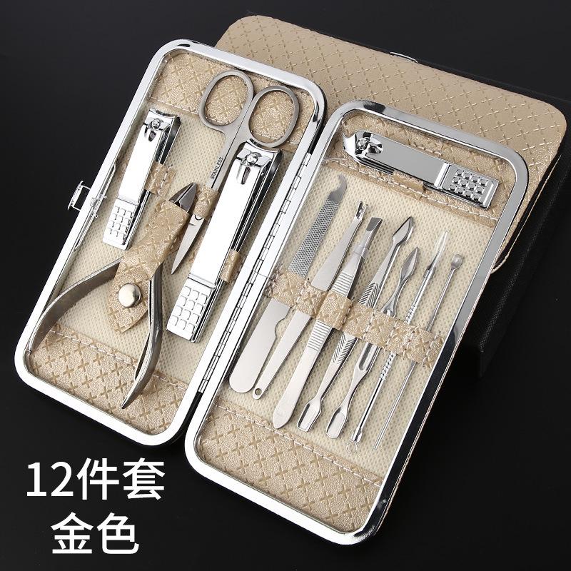 12pcs Professional Portable Stainless Steel Nail Clipper Set for Manicure & Pedicure DIY Beauty Tool Kit with Foot Care Box