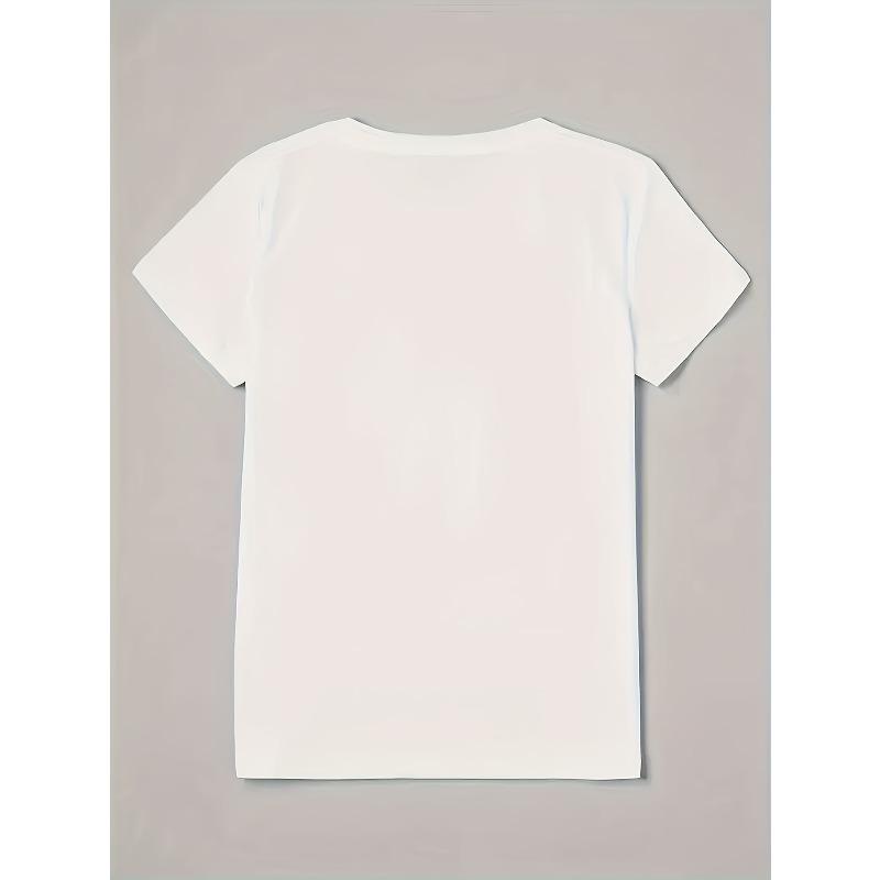 Womens Rose Print Round Neck T Shirt Spring Summer Casual Short Sleeve Top