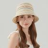 Hollow Out Knitted Bucket Hat Temperament Sun Protection Cap Colorful Striped Fisherman Hat  Spring