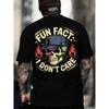 European Sizes Men'S Black T-Shirt with Bold 'It Doesn't Matter' Skull Front and Flame Back Print