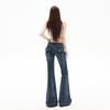 Yi Mengling Retro Washed Women's Micro-Flare Jeans - 2026 Spring Collection, High Elasticity Slim Fit.