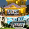 2D Christmas Garage Door Decoration Santa, Elves, Snowman & Reindeer Banner