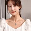 Double Fashionable Layer Heart Cat Pendant Necklace In Sparkling Titanium Steel For Elegant Giving Gift