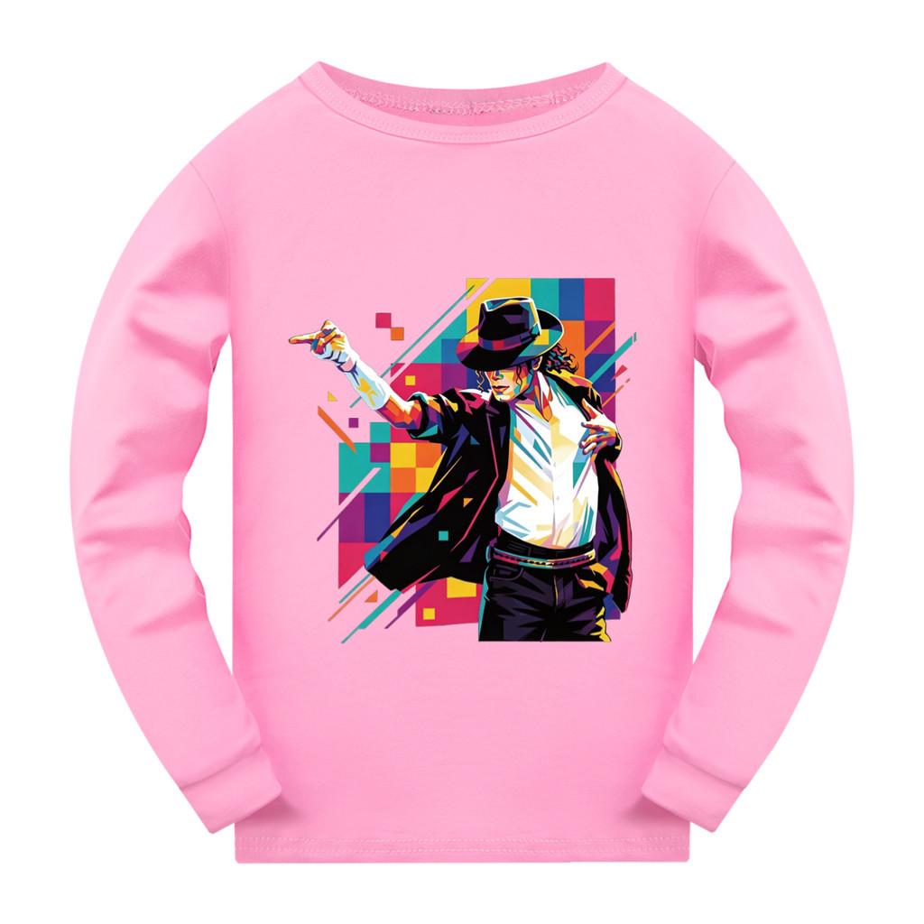 Unique Costume 5712 Multi-color Kids Boys Girls Jackson Print Long Sleeves T-Shirt 170cm roze
