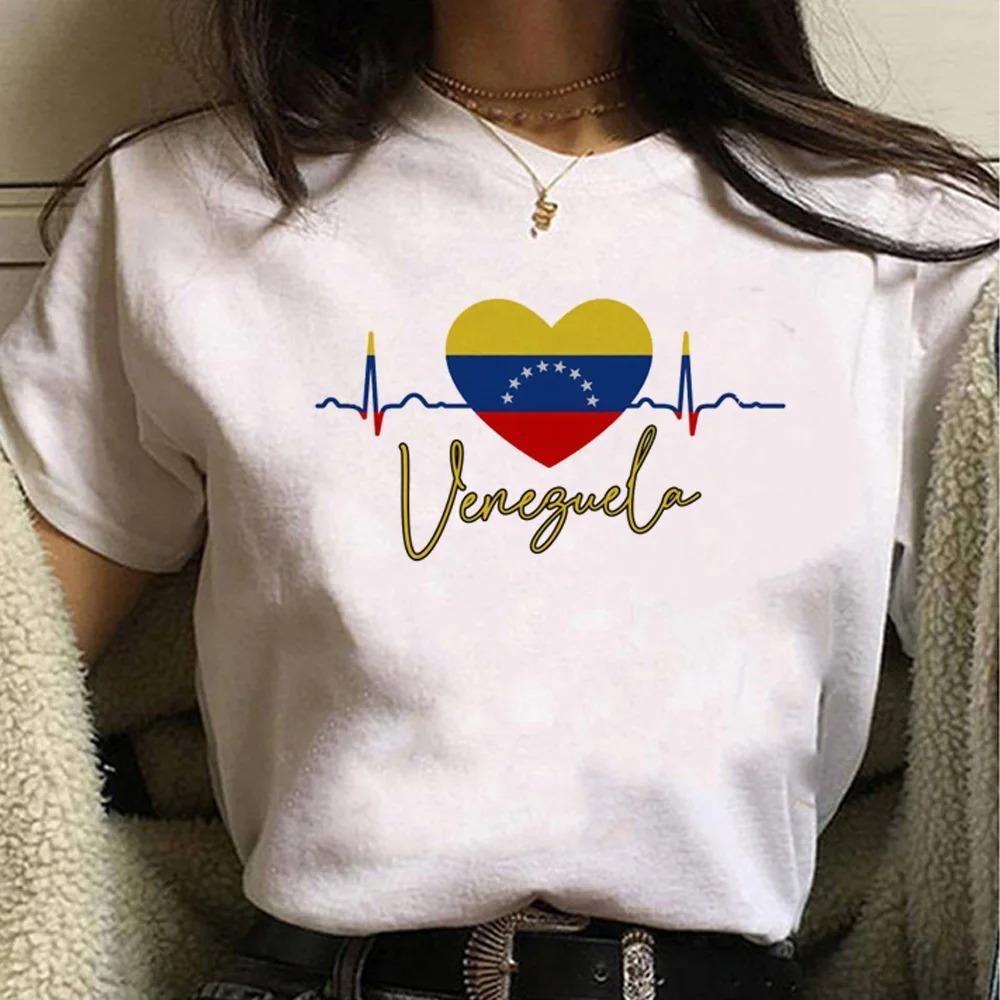 Venezuela Print Y2K T-Shirt Damen 90er Trend Neues Damen-Tee Mode Weiß Kurzarm T-Shirt Grafik-Top Print Damenbekleidung