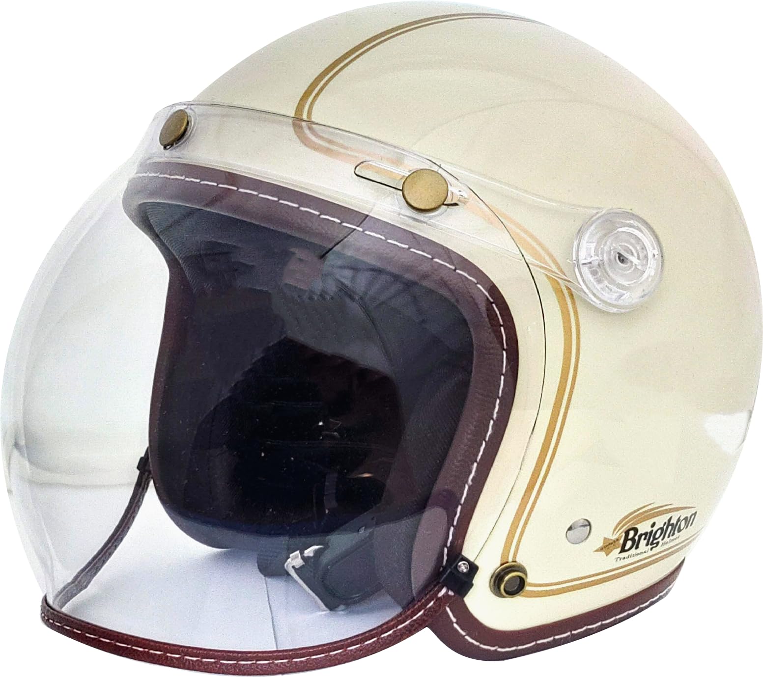 

HEAT GROUP Brighton Traditional Jet Helmet for Women and Kids with UV Bubble Fits Sizes 54cm Cool Vanilla Shield, - 57cm, Ivory/Gold