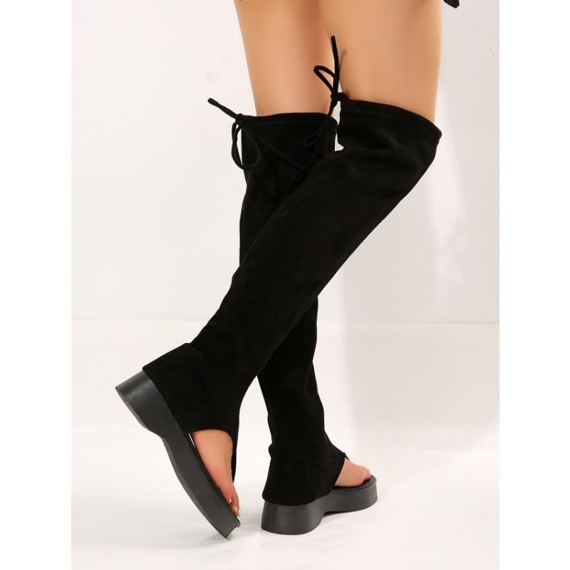 Damskie Fajne Buty Gwiazda Internetu Nowa Moda Wersja Koreańska Klapki z Ochroną Palców Fajne Buty Buty z Wysoką Cholewką Pokrowiec na Nogawki