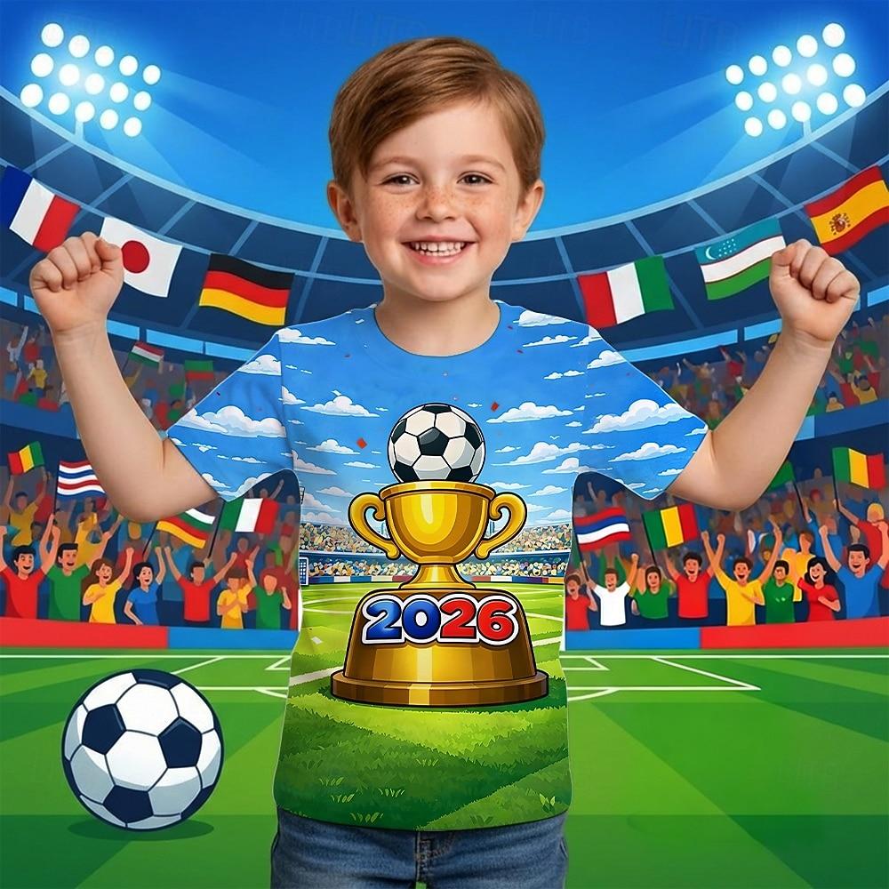 Boys  3D Graphic Football Soccer T Shirts T shirt Tee Short Sleeve 110cm
