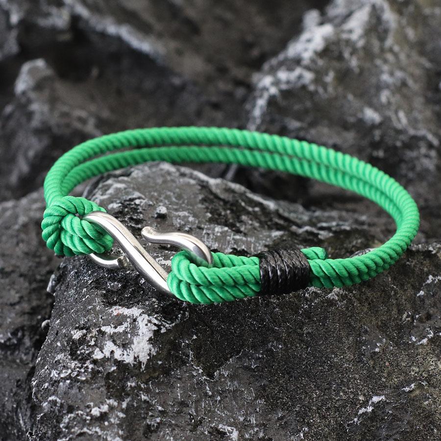 S Shape Fish Hook Double Layer Bracelet Men Women Handmade Milanese Rope Stainless Steel Hand Rope Beach Jewelry Accessories