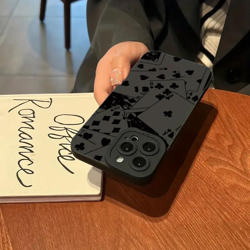 Husă de telefon elegantă cu design de cărți de joc pentru iPhone 15 14 13 12 11 Pro Max XS X XR 7 8 14 Plus 15 Husă de protecție din silicon antișoc