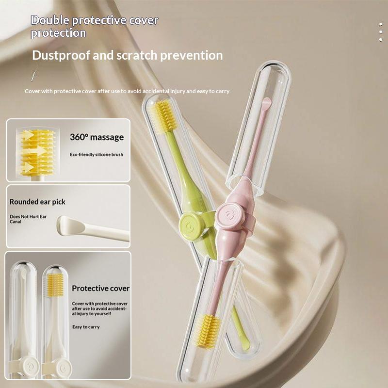 [JN] 1pcs Double Ended Nose Silicone Brush Manual Nose Hair Trimmer Portable Hair Scraper Shaving Nose Hair Ear Pick Tool