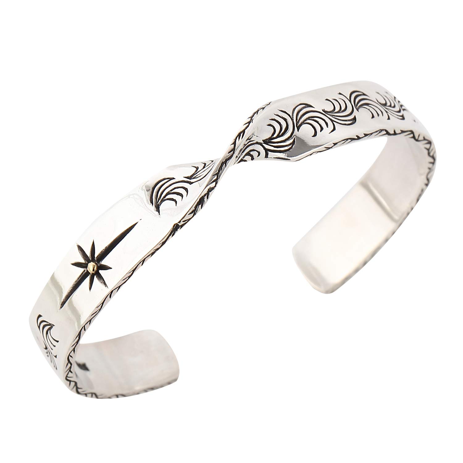 

Серебряный браслет-манжета 925 пробы для мужчин Солнечный арабеск [cmy select] (04 Д)