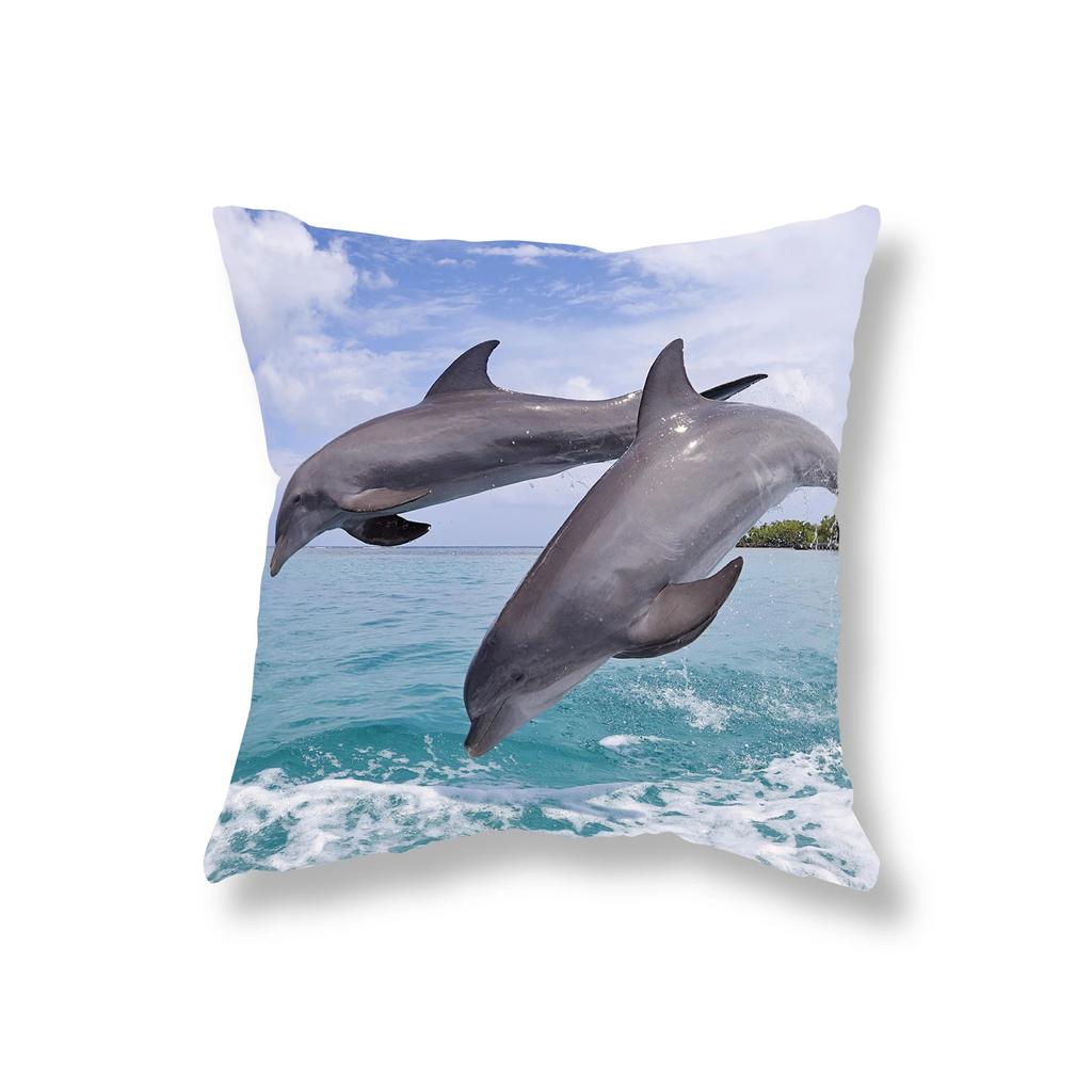 Living Room Sofa Car Cushion Cover Luxury Home Decoration Pillow Cover Cute Dolphin Marine Life Pillow Cover